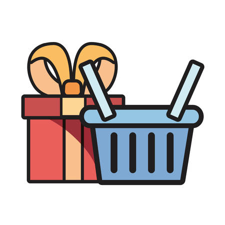 online shopping basket and gift vector illustrationのイラスト素材