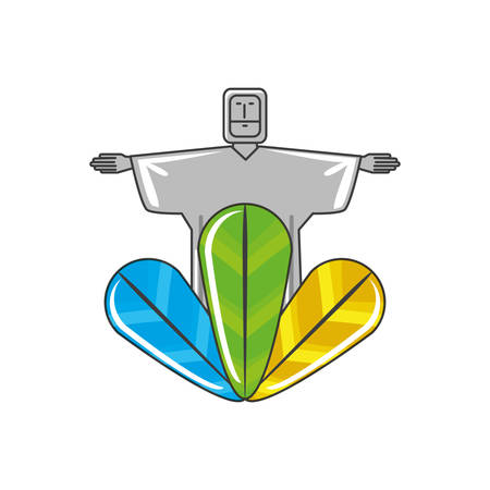 corcovado christ monument with feathers vector illustration designのイラスト素材