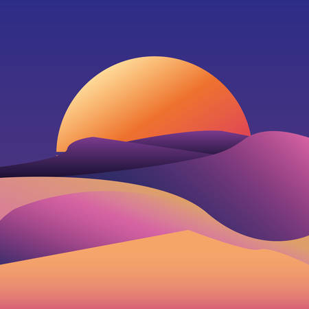 sunset deset landscape gradient background vector illustrationのイラスト素材