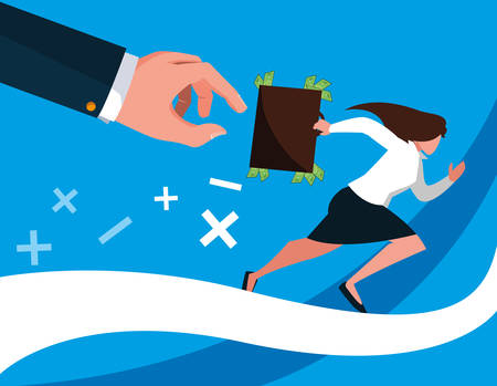 business woman running with portfolio vector illustration designのイラスト素材