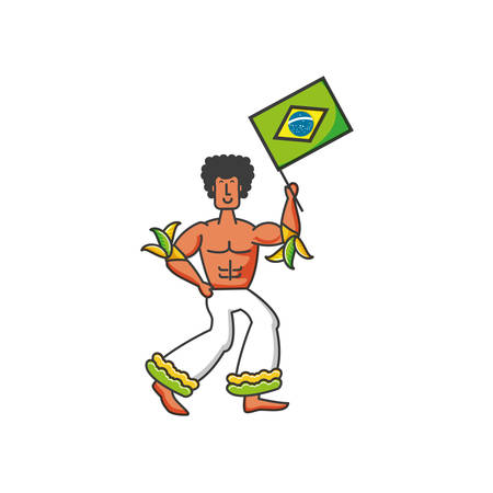 man brazilian dancer with flag of brazil vector illustration designのイラスト素材