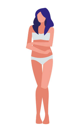 thin woman with underwear character vector illustration designのイラスト素材