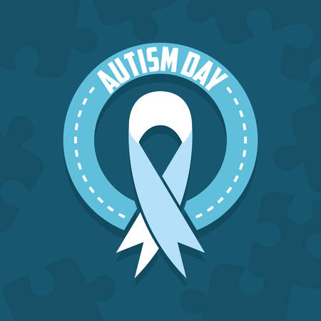 autism day campaign blue ribbon vector illustrationのイラスト素材