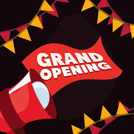 commercial grand opening speaker advertising vector illustration design