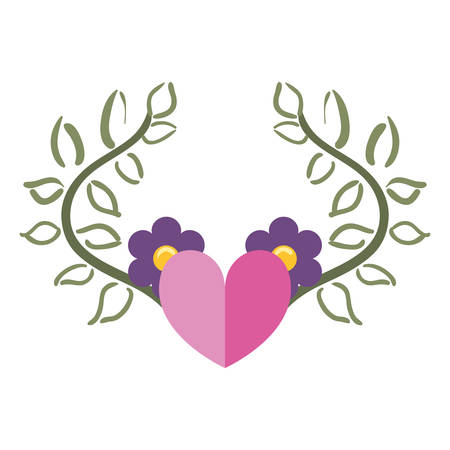 love romantic heart flowers decoration vector illustrationのイラスト素材