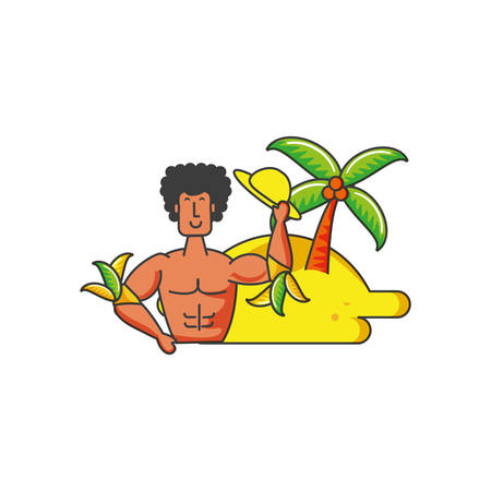 man brazilian dancer with beach vector illustration designのイラスト素材