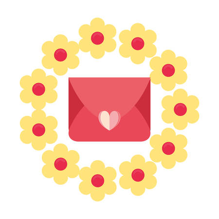 romantic mail flowers decoration vector illustrationのイラスト素材