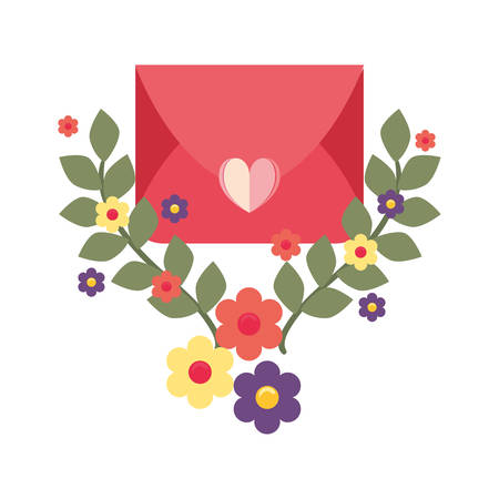 romantic mail flowers decoration vector illustrationのイラスト素材
