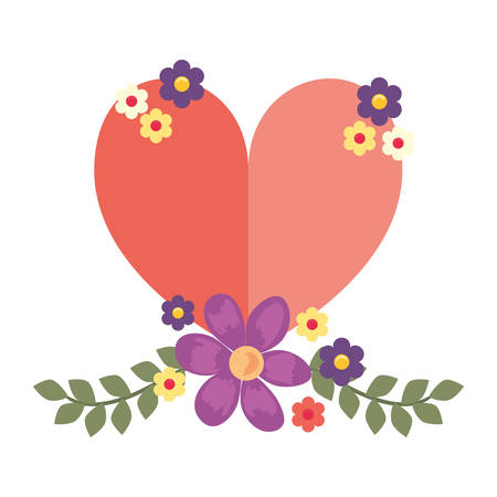 love romantic heart flowers decoration vector illustrationのイラスト素材