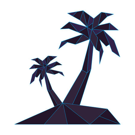 geometric abstract landscape tropical palm vector illustrationのイラスト素材