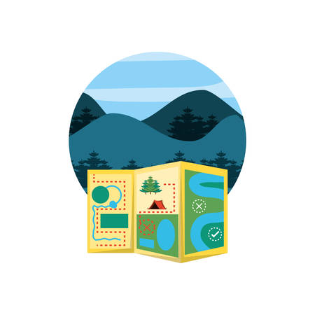 paper map guide with landscape vector illustration designのイラスト素材