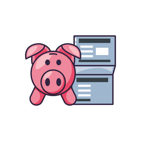 piggy bank with document vector illustration designのイラスト素材
