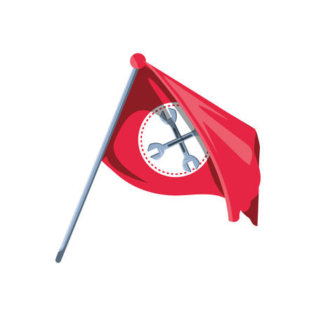 flag with wrenches tools crossed vector illustration designのイラスト素材