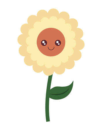 cute sunflower kawaii character vector illustration designのイラスト素材