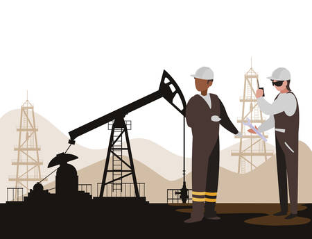 oil industry workers avatars characters vector illustration designのイラスト素材