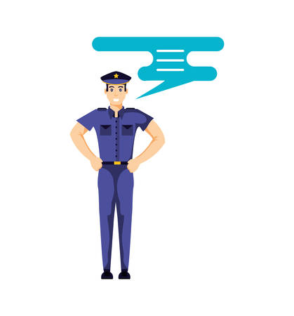 police officer with speech bubble avatar character vector illustration designのイラスト素材