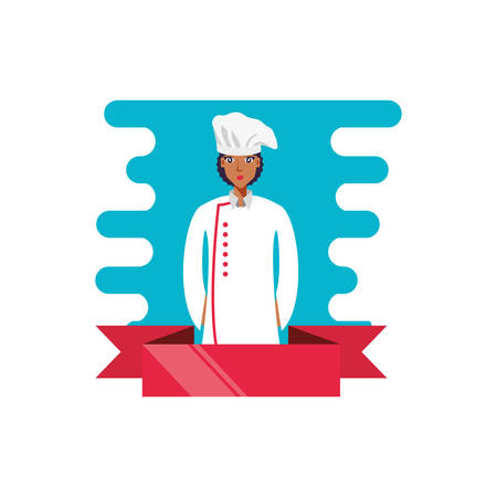 professional chef female with ribbon vector illustration designのイラスト素材