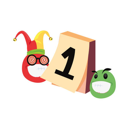 emoji face april fools day vector illustrationのイラスト素材