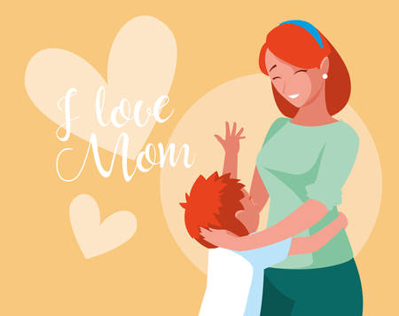 mother with cute son avatar character vector illustration designのイラスト素材