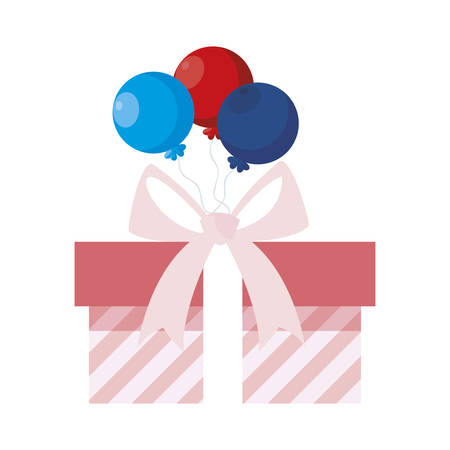 gift box present with balloons helium vector illustration designのイラスト素材