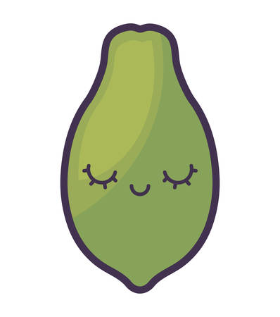 fresh papaya fruit kawaii character vector illustration designのイラスト素材