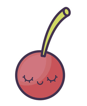 fresh cherry fruit kawaii character vector illustration designのイラスト素材
