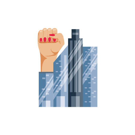hand fist with cityscape vector illustration designのイラスト素材
