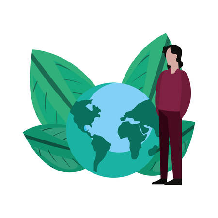 man world foliage happy earth day vector illustrationのイラスト素材
