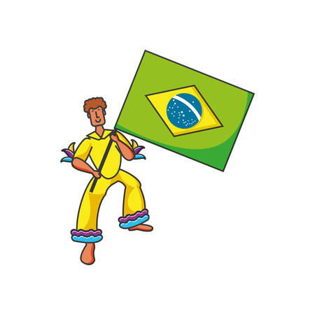 man with flag brazilian vector illustration designのイラスト素材