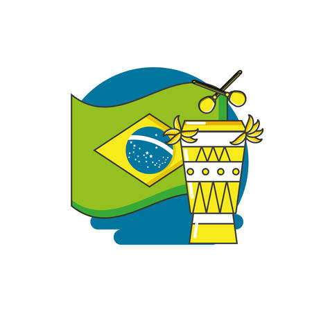 flag of brazil with bongo drum vector illustration designのイラスト素材