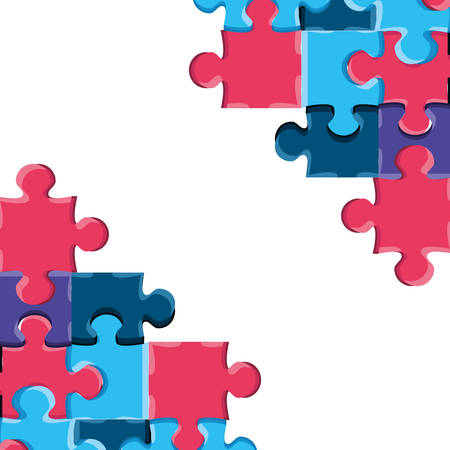 set of puzzle pieces isolated icon vector illustration designのイラスト素材
