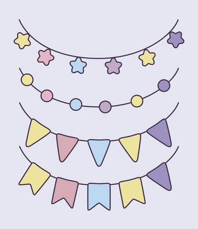set of garlands decorative hanging vector illustration designのイラスト素材