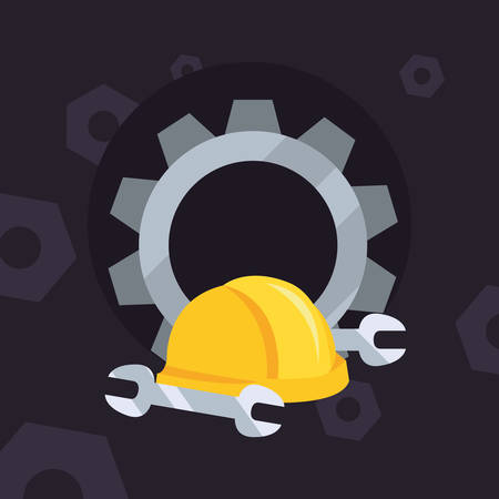 helmet gear wrenches background vector illustration designのイラスト素材