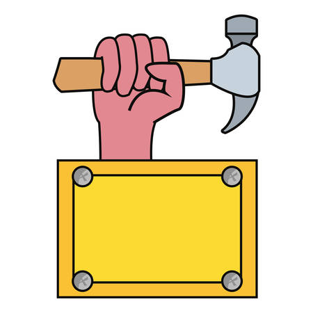 hand hammer construction board tool vector illustration designのイラスト素材