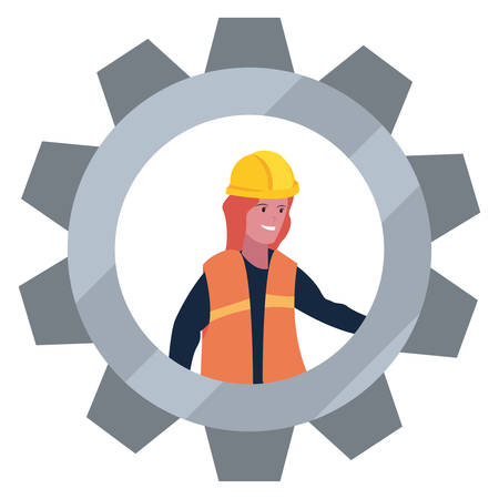 construction worker female gear vector illustration designのイラスト素材