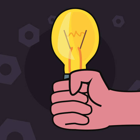 hand with light bulb tools vector illustration designのイラスト素材