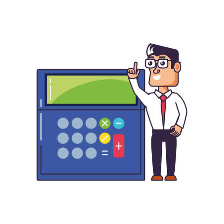 businessman elegant with calculator math vector illustration designのイラスト素材
