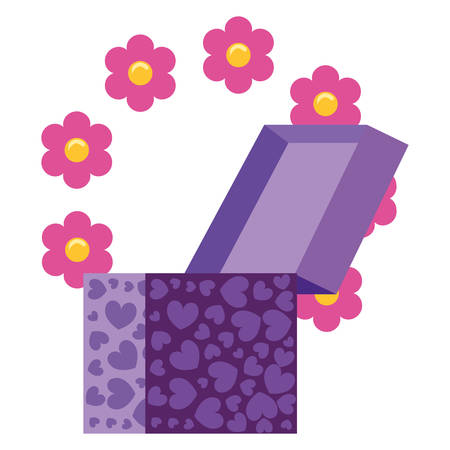 gift box flowers white background vector illustrationのイラスト素材