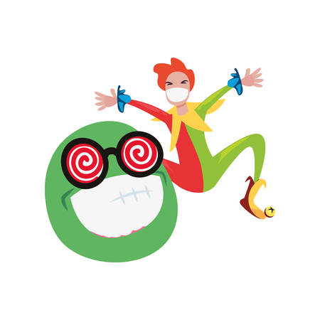 emoji face jester april fools day vector illustrationのイラスト素材