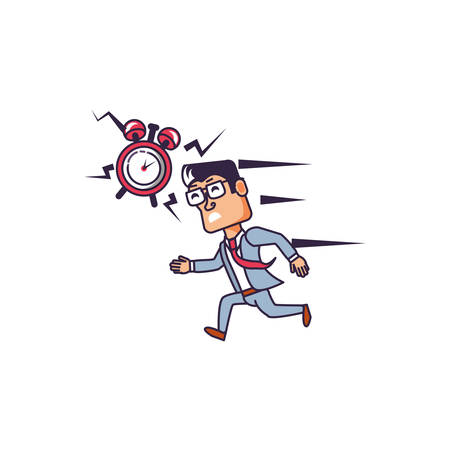 businessman running with alarm clock vector illustration designのイラスト素材