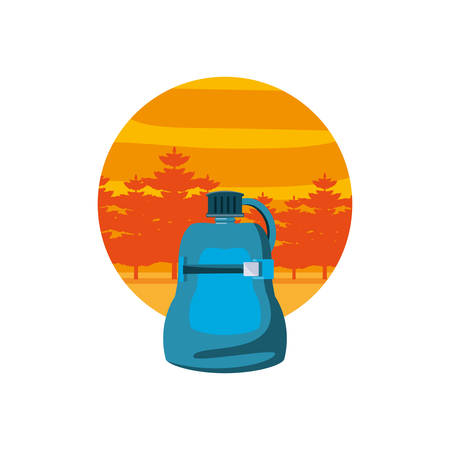bottle water traveler with landscape vector illustration designのイラスト素材