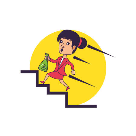 business woman running with bag money vector illustration designのイラスト素材