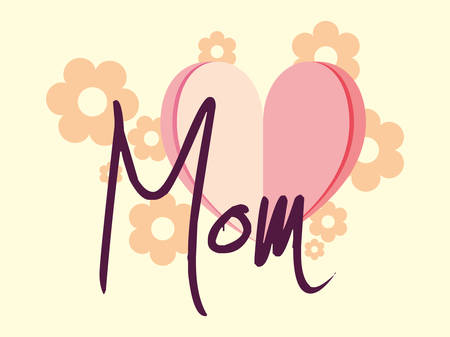 happy mothers day calligraphy mom flower heart vector illustrationのイラスト素材