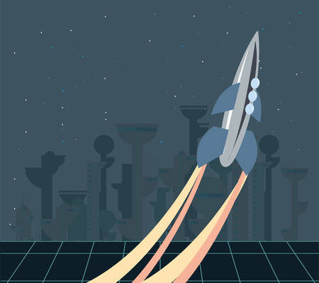 rocket colony futuristic space vector illustration designのイラスト素材