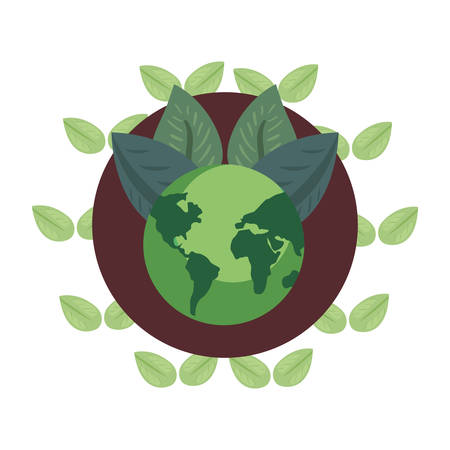 world planet leaves foliage earth day vector illustrationのイラスト素材