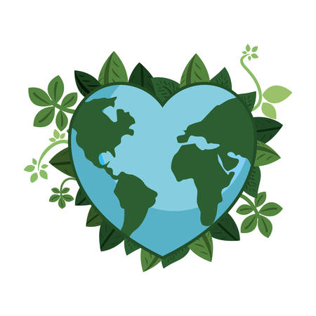 world shaped a heart branches happy earth day vector illustrationのイラスト素材