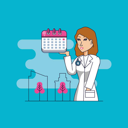 doctor professional female with set icons vector illustration designのイラスト素材