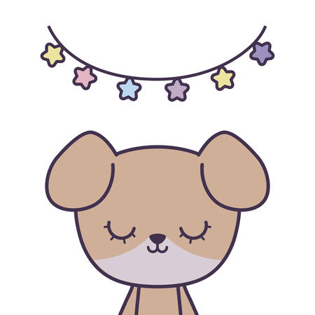 cute dog animal with garlands hanging vector illustration designのイラスト素材