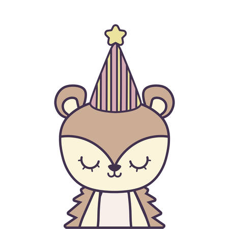 cute porcupine animal with hat party vector illustration designのイラスト素材