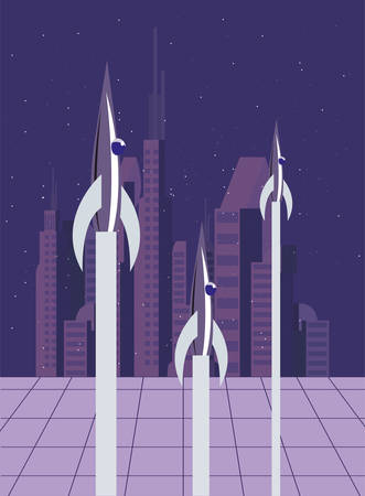 launching rocket colony mission vector illustration designのイラスト素材